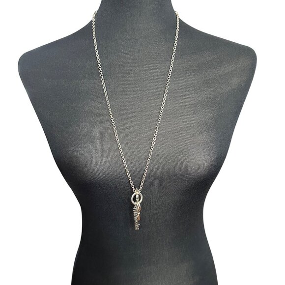 Chico's Necklace Jewlery Statement 30" Adjustable Silver Tone Miracles Skeleton - Picture 6 of 9